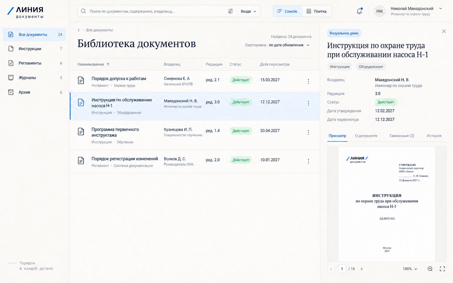 Визуальная концепция Управляемые документы